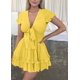 thumbnail image 4 of Vestido PRETTYGARDEN 2025 con escote en V, lazo y capas, amarillo XL, 4 of 6