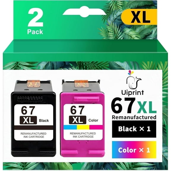 67XL Ink Cartridges Compatible for HP 67 Ink Cartridges DeskJet 2755e 2855e 4155e 4255e 6055e 6065e