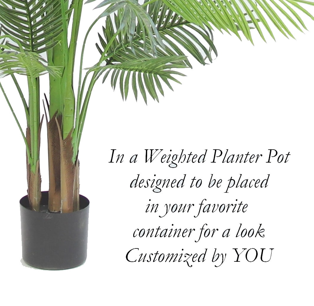 The Mod Greenhouse 60" Artificial Real Touch Areca Green Palm Tree in a Matte Black Grower's Pot