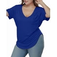 thumbnail image 4 of Gocolloa Womens Plus Size Tops Summer Basic Short Sleeve T-shirts Dressy Casual Loose Top Tee Blue 2X, 4 of 6