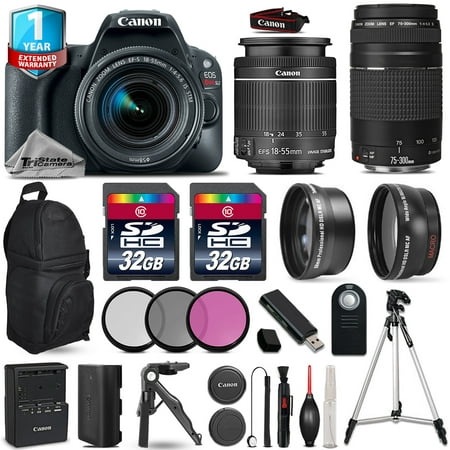 Canon EOS Rebel SL2 Camera + 18-55mm STM + 75-300mm + Filter Kit + 1yr Warranty