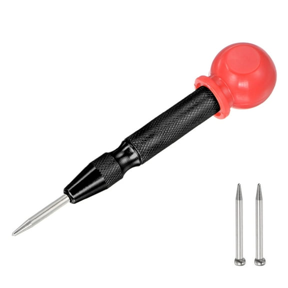 Uxcell 5-Inch Automatic Center Hole Punch Puncher Black with Cap   Pointed Tip 1 Set