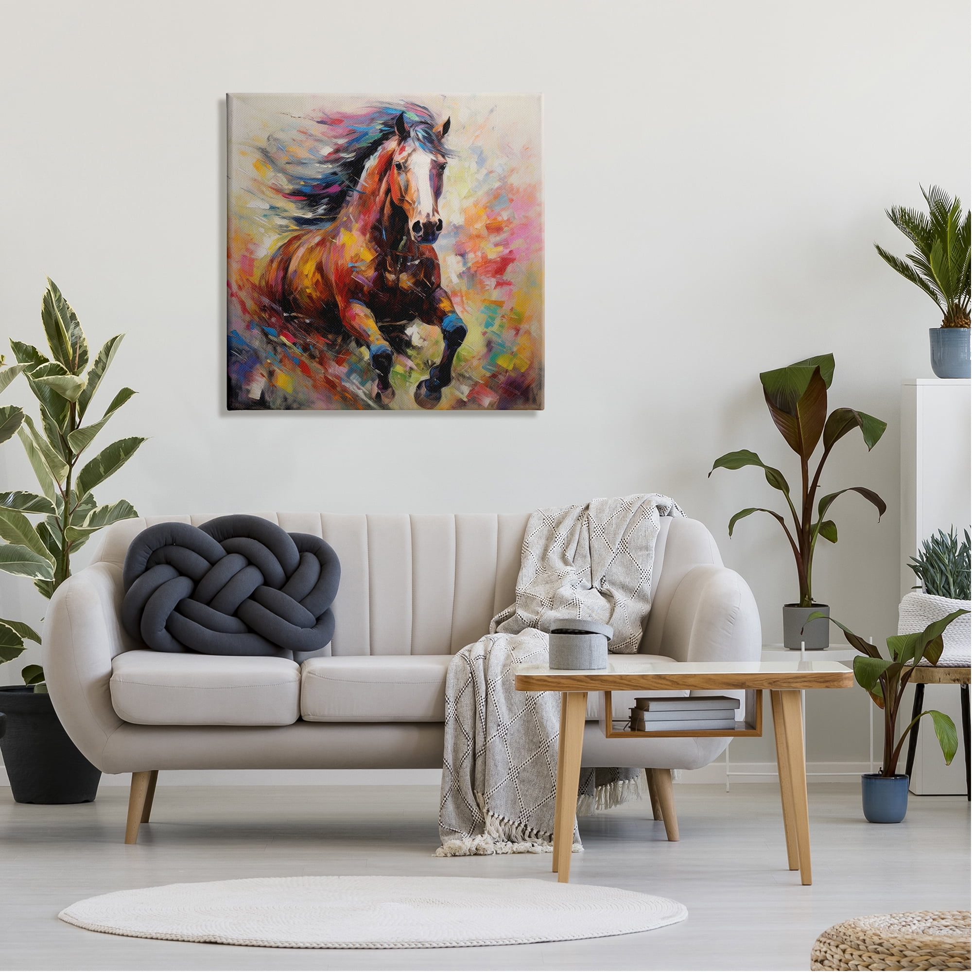 Stupell Industries Vivid Horse Galloping Animals & Insects Painting Gallery Wrapped Canvas Art Print Wall Art, 30 x 30