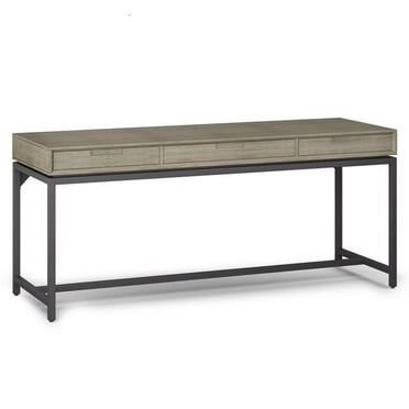 Pemberly Row Solid Hardwood Industrial 72 " Desk in Distressed Gray