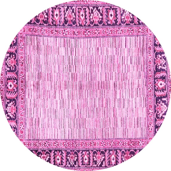 Ahgly Company Indoor Round Abstract Pink Modern Area Rugs, 3' Round