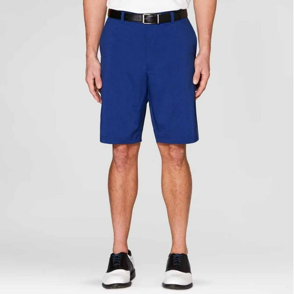 Jack Nicklaus Men's Flat Front 9.5" Heathered Golf Shorts with Active Waistband and Media Pocket, UPF 50 - (Peacoat Blue, Waist 30)