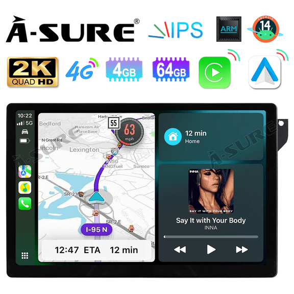 Asure 13.1" 4 64G Car Stereos For Toyota Tacoma MK3 (2016-2022) with Android Auto and CarPlay Radio/BT 5.0/Navi