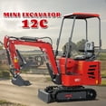 thumbnail image 3 of HUAYEE 1.2 Ton Mini Excavator with Ripper, Rake, 31.5in Bucket, HY12C Small Digger with 13.5 HP EPA Gasoline Engine, Hydraulic Thumb Clamp, In-stock in the US, 3 of 19