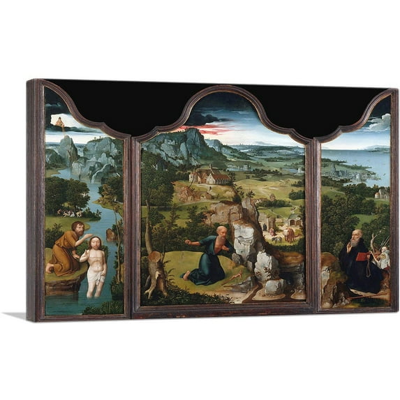 ARTCANVAS The Penitence Of Saint Jerome 1512 Canvas Art Print by Joachim Patinir - Size: 60" x 40" (1.50" Deep) (3-Piece)