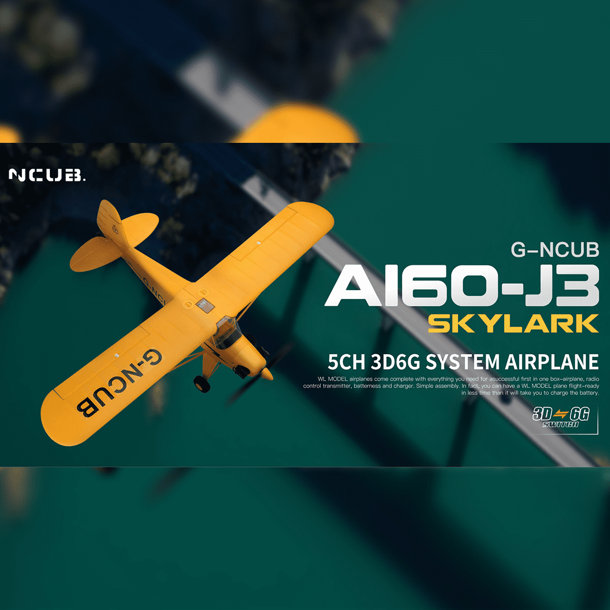 XK A160 J3 RC Airplane for Adults, 2.4G 5CH Brushless Warbird Aircraft with 3D/6G Gyro System, 350mm Wingspan Quick Release EPP Fixed Wing Aircraft for Hobbyist - RTF