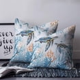 thumbnail image 3 of Ocean Turtle Throw Pillow Covers, Soft Pillowcases with Invisible Zipper, Blue Coastal Coral Starfish Seagrass Decorative Square Pillow Cushion Covers for Living Room Couch Sofa Bed 16x16 Inches, 3 of 8