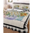 thumbnail image 3 of Quilts Queen Size, French Country Daisies Flower, Soft Comforter Bedding Set for Bed, Farmhouse Rustic Sunflowers Plaid Plants Lightweight Quilted Bedspread with Pillow Cover(2 Pieces), 90x96 Inch, 3 of 6