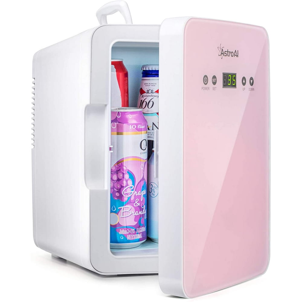 AstroAI Mini Fridge 6 Liter/8 Can Electric Portable Cooler/Warmer, Pink
