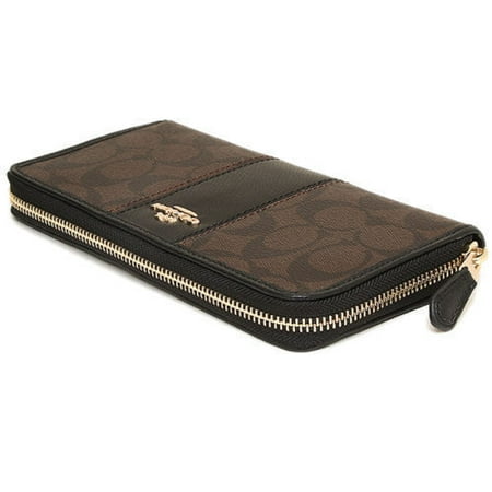 - Signature PVC Leather Accordion Zip Wallet 54630 Brown Black