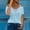 Baby Blue, variant on Pntutb Womens Plus Size Summer V-Neck Casual Lace Patchwork Solid Caims Blouse Tops Clothes
