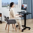 thumbnail image 3 of Fenge Bureau de Travail d'Ordinateur Réglable en Hauteur de Bureau Debout Mobile avec Plateau de Clavier et Crochet de Sac / Casque, Riser d'Ordinateur Portable Roulant, Table d'Appoint de Canapé-Lit, 3 of 6