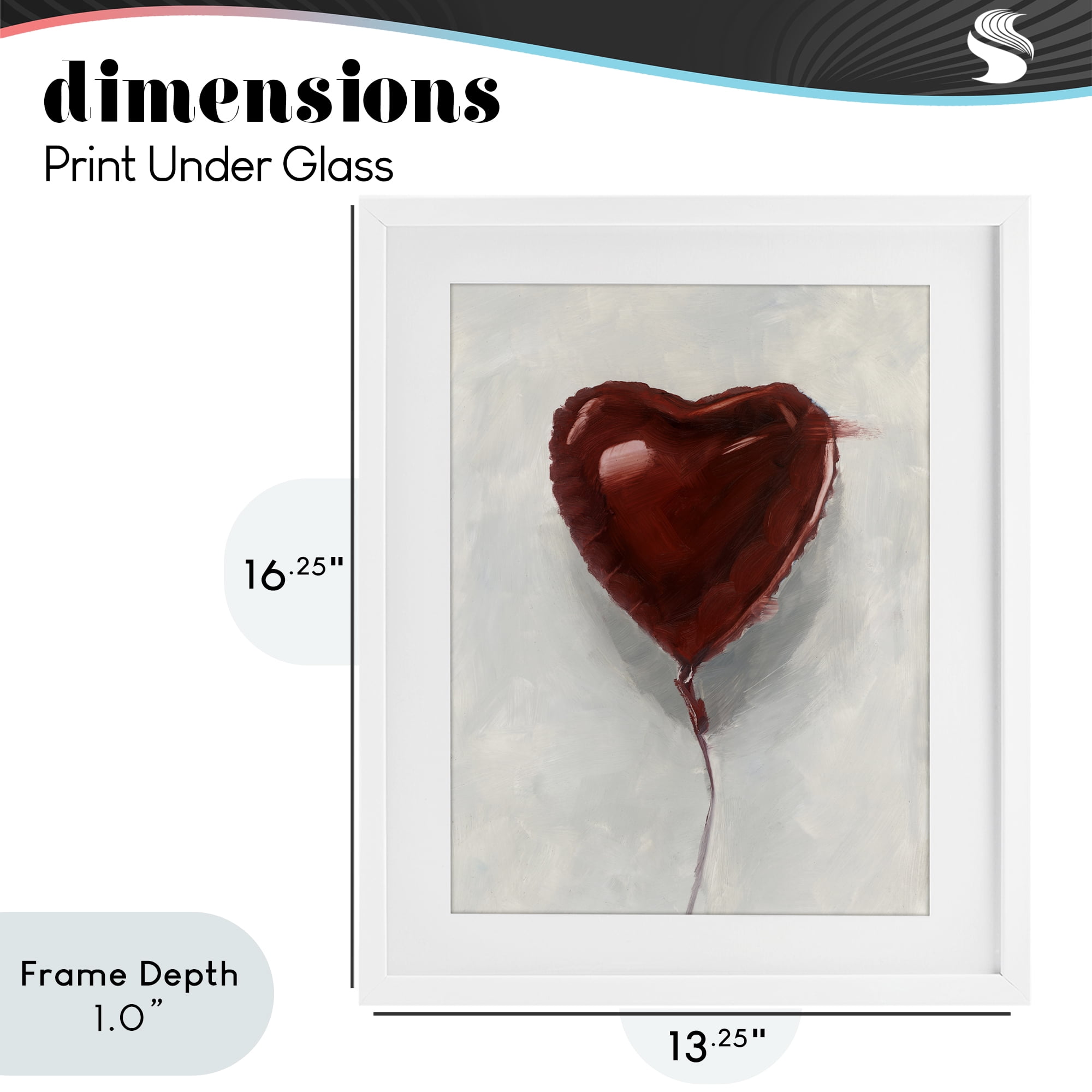 Stupell Industries Heart Shaped Balloon White Framed Print Under Glass, design by Ethan Harper