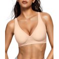 thumbnail image 1 of Sujetador cómodo inalámbrico Deep V de Bra OEAK Semolina S para mujer, 1 of 7