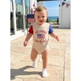 thumbnail image 5 of BemeyourBBs Baby Boy Girl My First 4th of July Outfit Patriot Independent Day Romper Summer Clothes Cute American Flag Letter Embroidered Waffled Contrast Short Sleeve Bodysuit Jumpsuit, 5 of 9