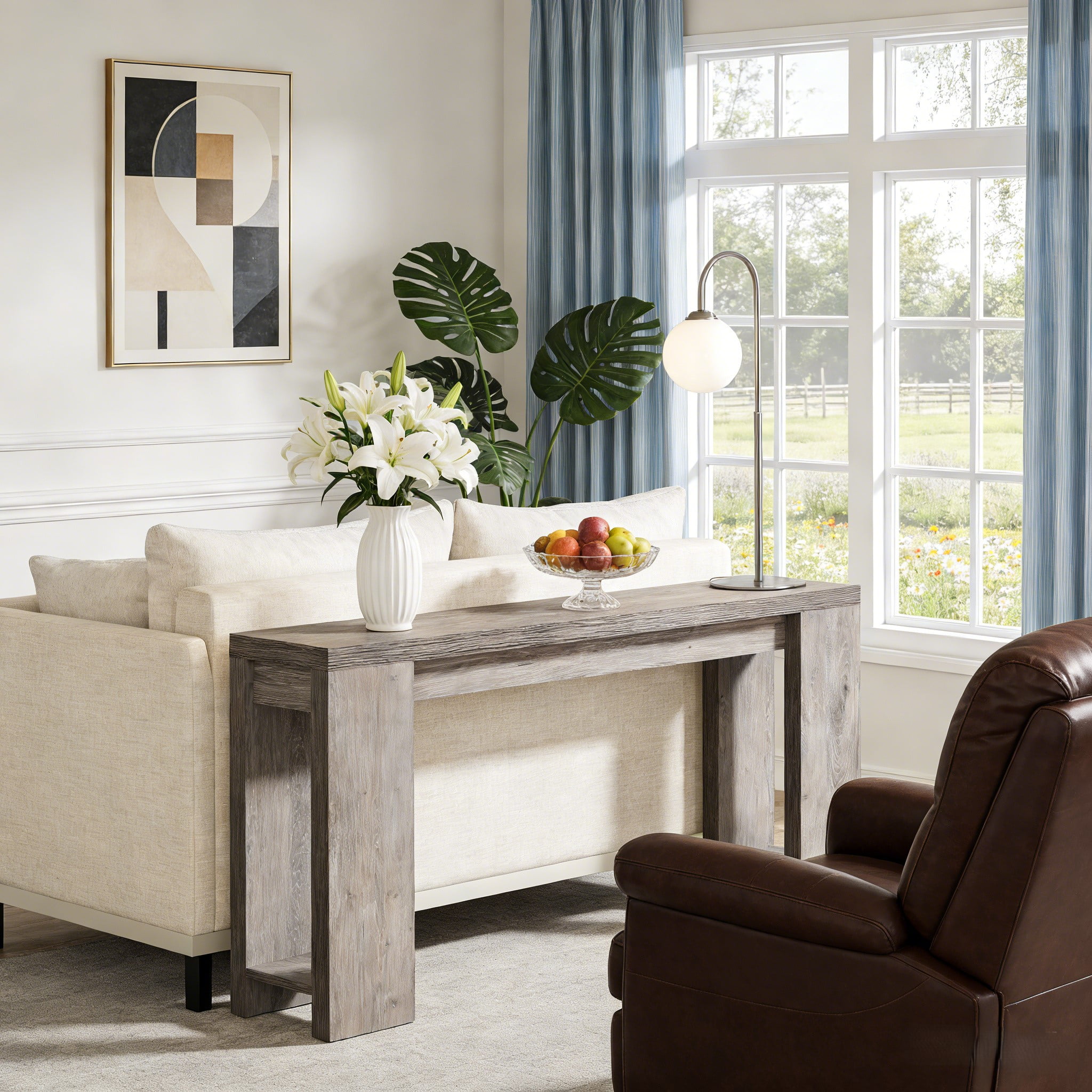 Fnova 70.9" Extra Long Console Table, Wide Sideboard Sofa Table, Farmhouse Entryway Table Behind Couch Accent Table for Living Room Hallway Home Decor Furniture