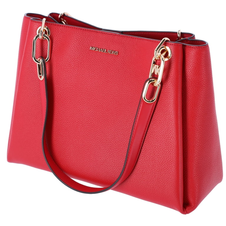 Michael Kors Trisha Large Shoulder Tote, Bright Red, Triple Gusset