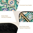 thumbnail image 5 of FORMRS Makeup Bag Travel Cosmetic Organizer for Women Fold Flat Zipper Pouch with Handle, Green Geometric Flowers, 5 of 8