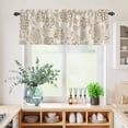 thumbnail image 5 of 3 Piece Kitchen Curtains and Valances Set Brown Flowers Cafe Curtains 24 Inch Length Vintage Pastoral Farmhouse Ethnic Art Valance & Tier Curtain for Living Room Bedroom Window 54"x18"+27"x24"*2, 5 of 6