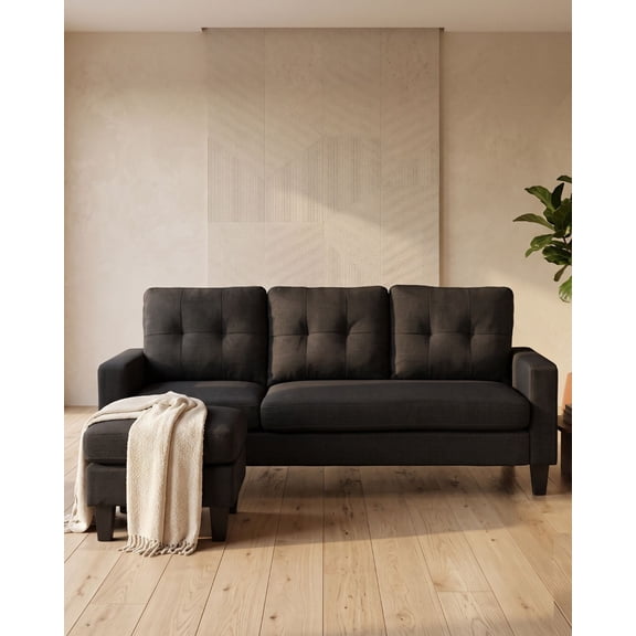 Sofá de 3 Plazas con Ottoman EKE Life Home Tapizado en Tela Sala y Recamara