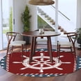 thumbnail image 3 of Nautical Rudder Round Area Rug 5Ft Washable Circle Rugs for Living Room Bedroom, Red Navy Blue Coastal Stars Ocean Non-Slip Carpet Floor Mats Indoor Outdoor Carpet Runner Aesthetic Home Decor, 3 of 8