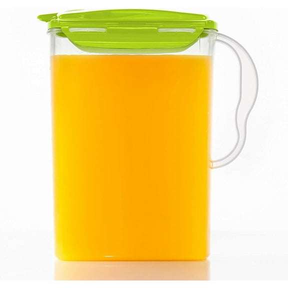 Aqua Fridge Door Water Jug with Handle BPA Free Plastic Pitcher with Flip Top Lid Perfect for Making Teas and Juices, 2 Quarts, Clear