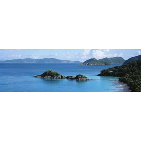 US Virgin Islands St John Trunk Bay Tourists on vacations Canvas Art - Panoramic Images (15 x
