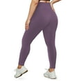 thumbnail image 3 of Nokdvo Women Leggings with Pocket Yoga Lightweight Soft Stretch High Waisted Pants for Workout Fall Winter Solid Color Workout Leggings Xl-5xl,Purple XL, 3 of 3