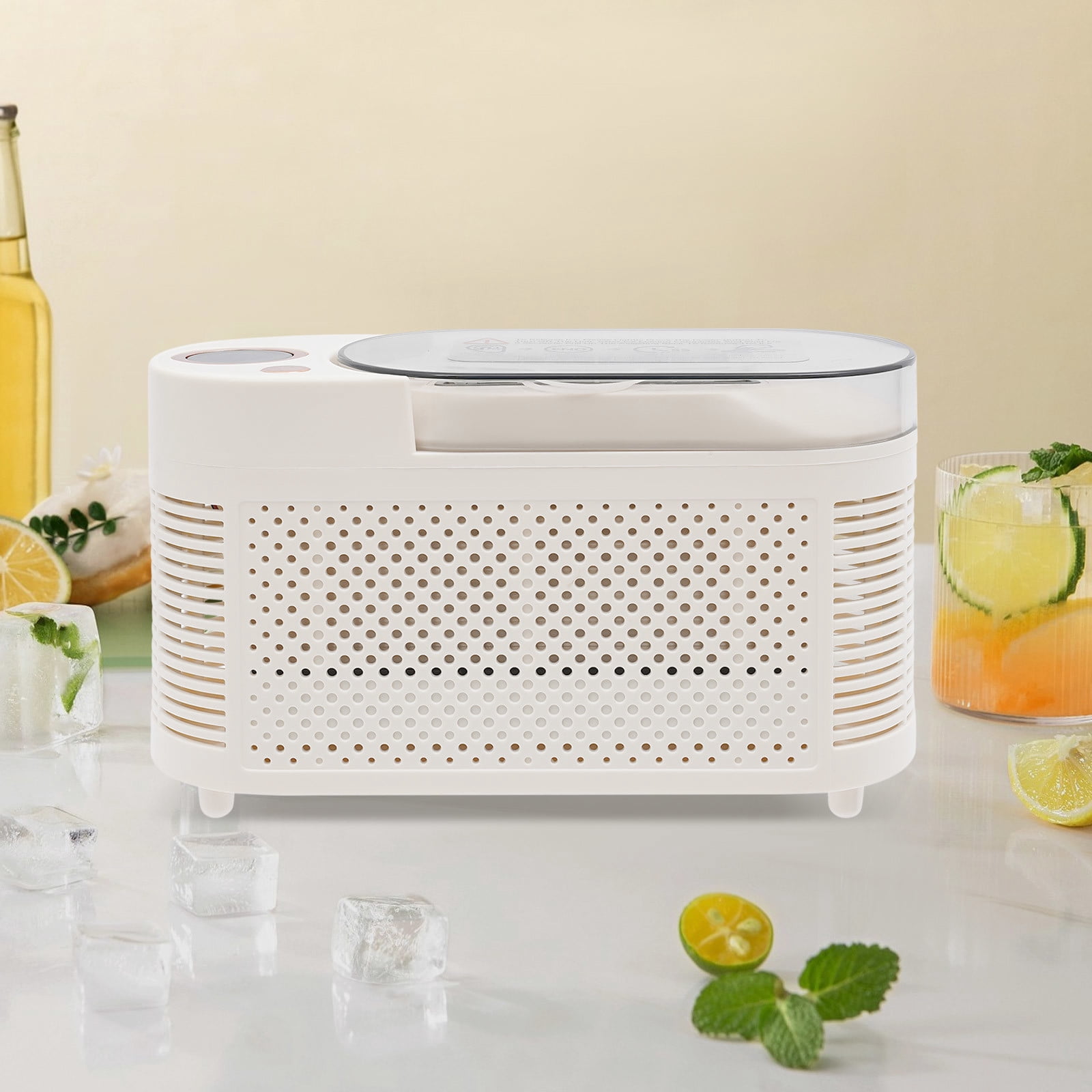 8.5*3.66*5.04 in Modern White Mini Countertop Compact Ice Machine for Home Kitchens, Outdoor Spaces