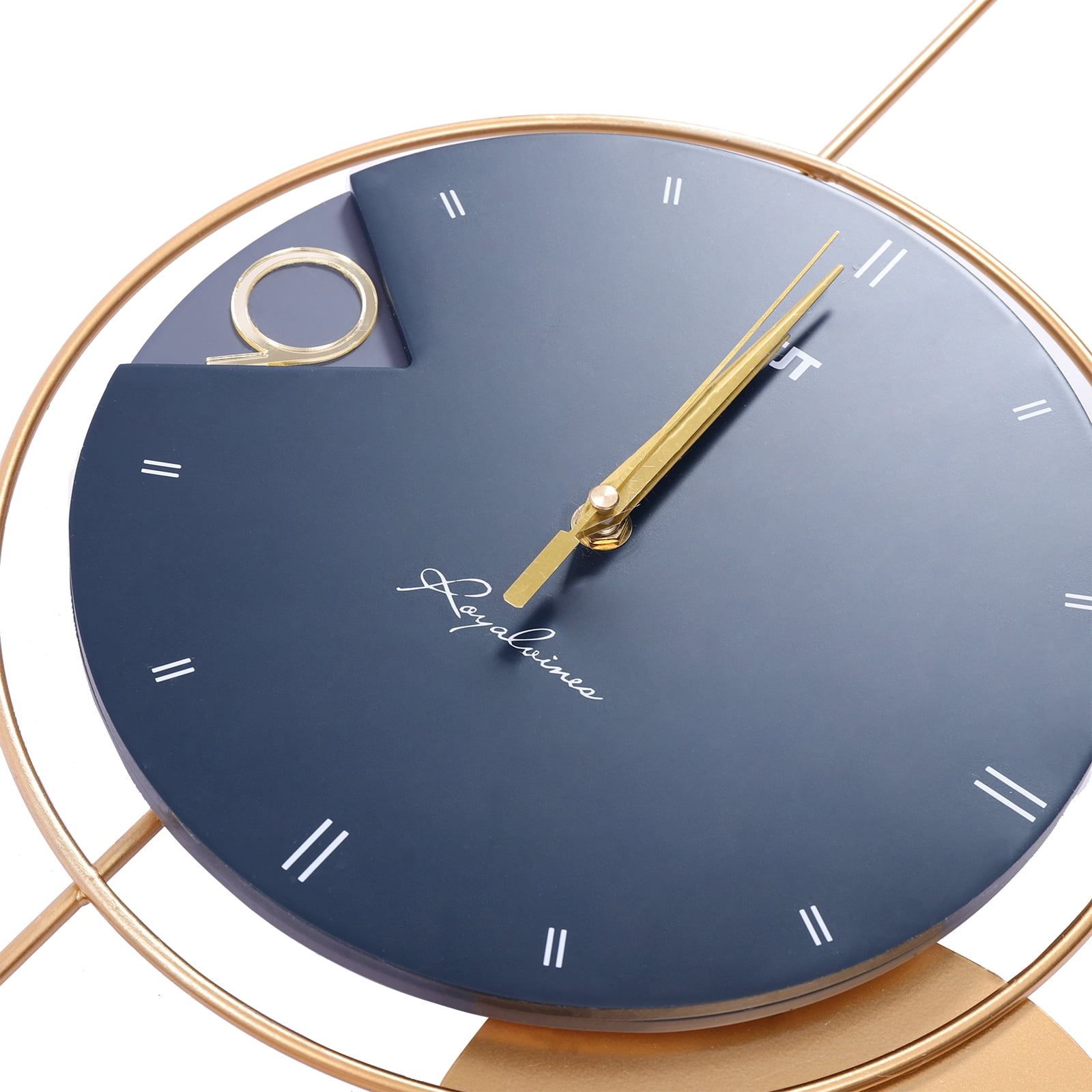 Miumaeov Large Wall Clocks Modern Metal Blue Gold Silent Non-Ticking Wall Clock for Bedroom Kitchen Office Home Decor 14.96 x 30.71inch