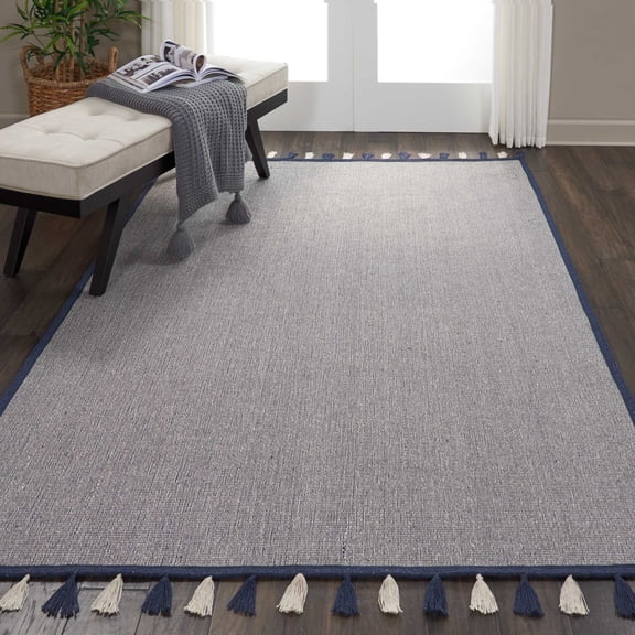 Nourison Otto Solid Navy 5' x 7'6" Area Rug, (5x8)