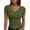 Army Green, variant on MIXUE Womens Summer Tops Summer Solid Color V Neck Short Sleeve Sexy Slim Fashion T Shirts Holiday Wear,Brown,XL