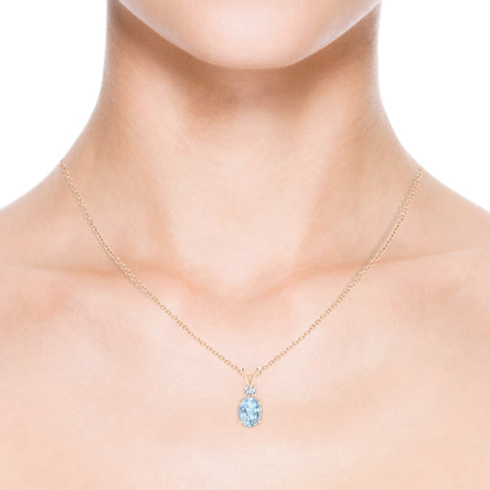 Angara Natural Aquamarine Solitaire Pendant Necklace for Women