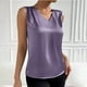 thumbnail image 3 of Top sin mangas de satén con cuello en V para mujer, para el verano, blusa informal transpirable de poliéster de color liso, 3 of 6