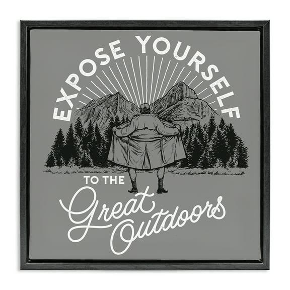 Stupell Industries Expose Yourself Funny Novelty Painting Black Floater Framed Art Print Wall Art, 18 x 18