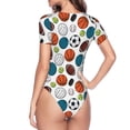 thumbnail image 4 of Daiia Color Balls print Women's Crew Neck Short Sleeve Bodysuit Fashion Tops Fit Casual Basic Extender Bodysuit-Small, 4 of 9