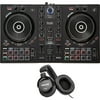 Hercules AMS-DJC-INPULSE-200 Inpulse 300 2-Channel DJ Controller for DJUCED Bundle with Tascam Monitoring Headphones, Black
