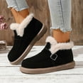 thumbnail image 4 of Dasayo Winter Women's Boots House Ankle Black Furry Flat Heel Slip on Fuzzy Boots Shoes Women 41, 4 of 9