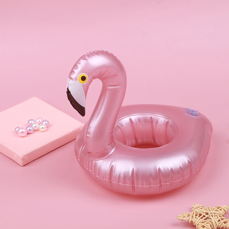 Mini Flamingo Floating Inflatable Drink Can Mobile Phone Holder Station Pool Toy 