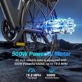 thumbnail image 3 of DYU C7L Electric Bike for Adults, 26" 500W Motor Ebike, 48V 10.4Ah Removable Battery, 45 Miles Max 20MPH, 7 Speed Electric Bicycle UL2849, 3 of 9