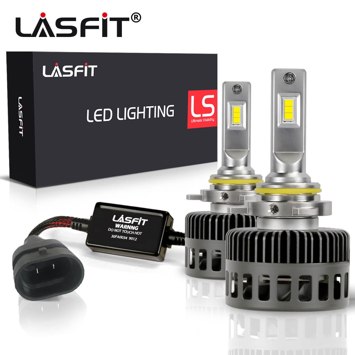 LASFIT 9012/HIR2 LED Headlight Bulbs72W 8000LM 6000K Cool White Hi/Lo