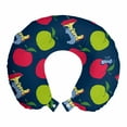 thumbnail image 1 of Nursery Travel Pillow Neck Rest, Funny Worm Hugging the Apple Happiness in Nature Insects Forest Children Cartoon, Memory Foam Traveling Accessory Airplane and Car, 12", Night Blue, by Ambesonne, 1 of 2