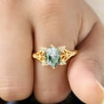 thumbnail image 4 of SHREENATHJEWELRY 9x7MM / 3.5Ct Natural Moss Agate Ring- Moissanite Nature Inspired Ring Yellow Gold Bridal Wedding Jewelry Green Gemstone Ring Birthday Gift For Daughter, 4 of 8
