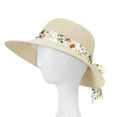 thumbnail image 1 of Women's Summer Straw Sun Hat with Ribbon, Polyester UV Protection, Breathable, Beach Casual, 1 of 7