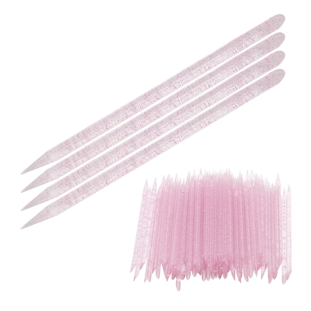 Cuticle Manicure Pedicure Stick, Disposable Nail Stick Plastic 100pcs Colorful Handle For Nail Techniques For Nail Salon For Home Pink