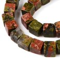 thumbnail image 3 of 5pcs Natural Unakite Beads Strands Cube 6~7x6~6.5x6~6.5mm Hole: 1mm about 60~61pcs/strand 15~15.366''(38.1~39cm), 3 of 5